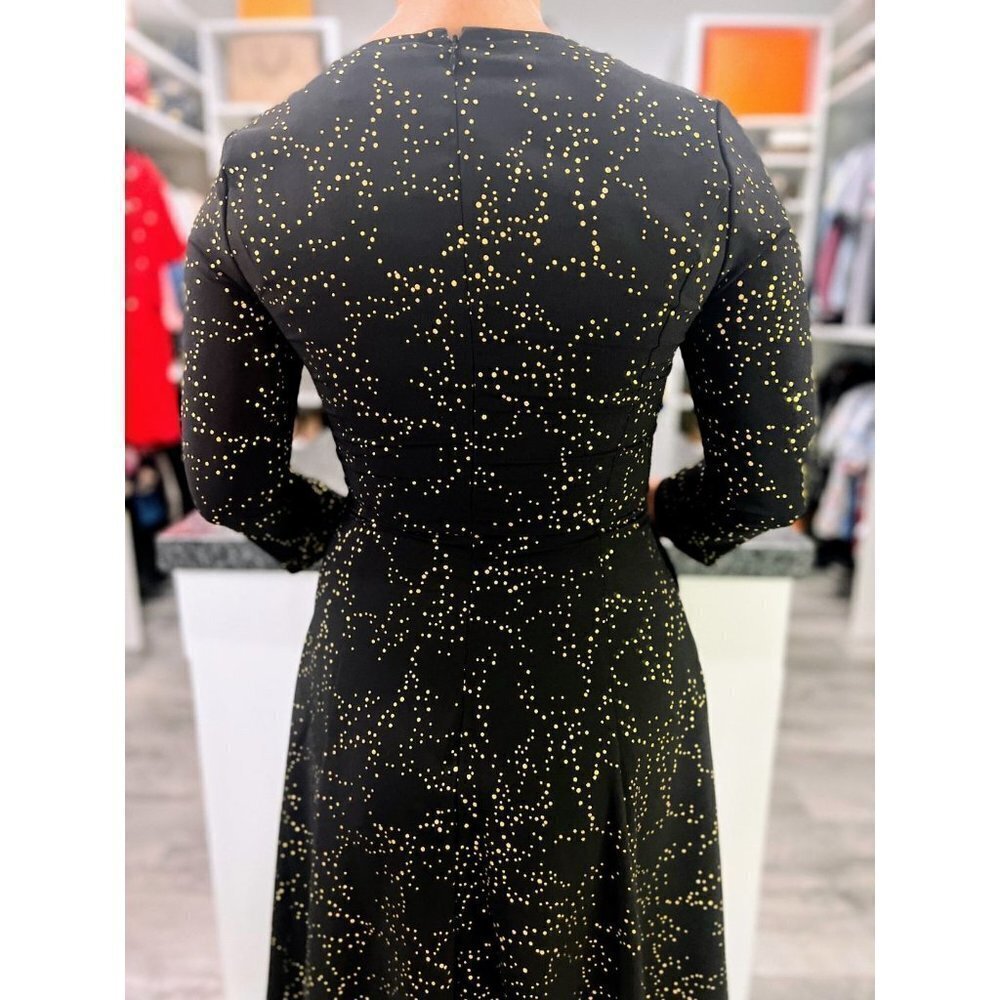 Hutch Anthropologie Black Gold Dotted A-Line Dress $325 - Picture 8 of 11